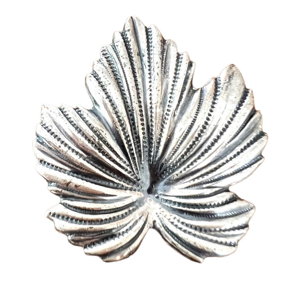 Sterling by Jewel Art Leaf Brooch Signed Vintage